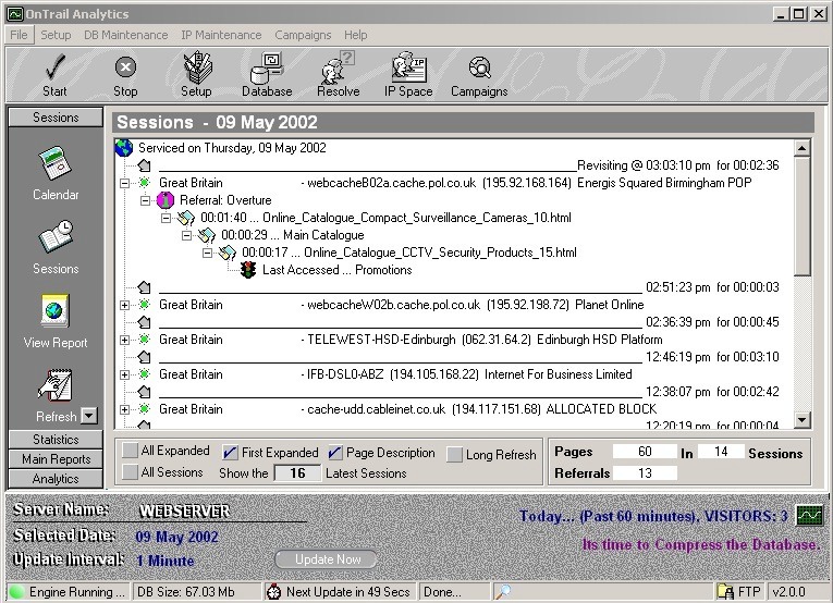 OnTrail Analytics Screenshot